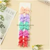 Hårtillbehör 10st/Set Cute Solid Ribbon Bowknot Clips för babyflickor Handgjorda bågar Hårnål Barrettes Headwear Drop Delivery Dhfji