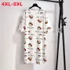 Dresses New 2022 Ladies Summer Plus Size Women Pajamas Dress Large Size Short Sleeve Loose Print Home Wear Dress 4XL 5XL 6XL 7XL 8XL