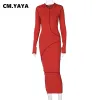 Dress CM.YAYA Bodycon Dress for Women Workout Active Reverse Side Knit Ribbed Hooded Bandage Midi Maxi Long Dresses 2021 Spring Summer