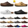 Arizonas camurça branca taupe marrom preto tamancos chinelos de couro das mulheres dos homens cinta fivela verão flip flops azul laranja rosa birkinstocks slide