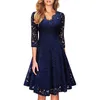 Casual Dresses Women's Vintage Lace Dress V Collar Tucked Waist Large A Line 2024 Summer Elegant Women Party Evening Gown