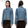 Jaquetas femininas New Denim Alta Qualidade Loe Designer Homens Casaco Denims Roupas Cardigan Macacões Cintura Bordada Jeans Oversized 240305