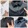 Polos pour hommes Polo de broderie de soie glacée Été Revers Élasticité T-shirt Mode coréenne À manches courtes Business Casual Hommes Vêtements xd