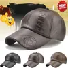 Boll Caps män vintage justerbar baseball cap pu läder snapback hatt para hombre herr trucker pappa vinter varma hattar kasquette