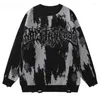 Men's Sweaters Hip Ripped Grunge Y2K Vintage Knitted Punk Gothic Streetwear Jumpers Sweater Men Women Harajuku Fashion Pullover