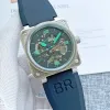 2024 Relojes de pulsera de campana para hombre de calidad superior de 44 mm Movimiento automático a prueba de agua Reloj mecánico Cristal de zafiro Acero inoxidable Hombres Relojes Ross BRO6