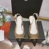 Französische hochwertige Abendschuhe 2024 Mode neue hintere leere Trip-Riemenkette Baotou-Sandalen mit dickem Absatz, leicht und bequem