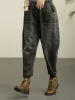 Jeans Baggy Hight Waist Harem Jeans Woman Korean Streetwear Ankle Length Denim Pants Spring Fall Vintage Casual Pocket Kot Pantolon