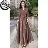 Casual Dresses Autumn and Winter 2024 Fashion Vintage High-End Kne Length Dress for Women Loose Slim Style M604