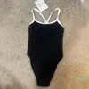 Designer Women's Swimwear Knitted One Piece Swimwear Sexy Black and White Two tone Outwear Beach Suit High Luxury Bikini Diamond Stitch