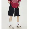 Shorts VmewSher Elastic High Waist Street Wine Red Short Cargo Pants Wide Leg Loose Shorts Women Hip Pop Dance Casual Big Pockets Cool