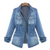 Giacche da donna Giacche Taglie forti 5XL Cappotto basic da donna Denim Autunno Solid Capispalla da donna 240305