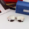 Luxury Brand Designer Gold Metal Frame Sunglasses for Women Men Round Lens Sunscreen UV400 Polaroid Lens Eyewear Brand Shading Glasses Jewelry Fashion Accessories