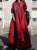 Dress CHICEVER Fashion Loose Long Dress For Women Lapel Half Sleeve High Waist Vintage Hit Color Maxi Dresses Female Spring Clothing