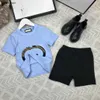 Nya babybanor barn kort ärmdräkt storlek 110-160 cm sommar tvådelar set broderade gränsbrev t-shirt och shorts 24mar