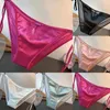 Kvinnors trosor Kvinnor Sexig spetsis Silkolja Shiny Up Bow Low Rise Seamless Thin Soft Satin Briefs French Style Brodery Knickers