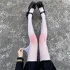 Women Socks Sweet Thin Transparent Pantyhose Japanese Pink Blusher Cheek Color Knee Sheer Tights