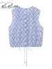 Kostymer blingblingee 2023 Summer Women Printed Suits Traf med Bow bundna ärmlösa tankar Skör topp Kvinnliga raka byxor 2 stycken uppsättningar