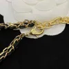 Collana da donna di design girocollo in ottone rame placcato oro 18 carati lettera C collane con ciondolo doppio strato accessori per gioielli da sposa di moda