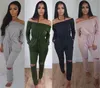 New Off Shoulder Sexy Jumpsuits Casual Slash Neck Long Sleeve Elegant 2018 Women Rompers Bodysuit Solid Overalls Pocket Jumpsuit Y9985763