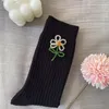 Women Socks Autumn Winter Flowers Pearl Jewelry Hand-sewn Wet With High Creative Christmas Gift K1041