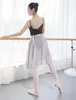 Scenkläder balett tutu kjol professionella vuxna mellersta långa chiffong kjolar kvinnor lyrisk mjuk snörning klänning ballerina dans
