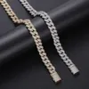 Gold Plated Men Necklace Iced Out Rapper Fashion Hip Hop Jewelry 15mm Width Cuban Link Chain