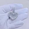 Joyería de moda VVS moissanite, colgante de moissanita de corazón helado de hip hop de Plata de Ley 925 para mujer