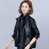 Женская кожаная куртка из искусственной кожи высокого качества, весенне-осеннее пальто 2024, короткая корейская верхняя одежда, свободные женские топы из искусственной овчины