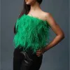 Fur Women's Ostrich Feather Tops 2023 Shirt Underwear Strapless Top Big Fur Elastic Ostrich Bra Lady Party Wedding Wrap S8638A