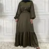 民族服イスラム教徒のチュニックソリッドドレスパッチワーク女性アバヤ