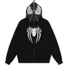 Sweat à capuche masqué Spider Man pour hommes, manteau ouvert à fermeture éclair, mode de rue américaine, automne/hiver