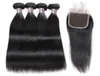 Ishow Straight Extensions Weave 4Bundles und 4x4 Lace Closure Virgin Human Hair Bundles mit Verschluss für Frauen Mädchen Jet Black All5887610