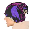 Berets Crows Skulls Halloween Creepy Purple Stylish Stretch Knit Slouchy Beanie Cap Multifunction Skull Hat For Men Women