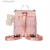 Blöja väskor dubbel axel mamma väska fashionabla lilla björn mamma och baby väska stor kapacitet med mjölkväska blöja väska backpackl240305
