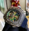 Montre de marque Grestest montres-bracelets RM montre-bracelet Rm52-02 manuel 42.7*50mm cabine d'affaires avion Ntpt creux Rm5202 Acj Limited