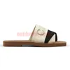 Atacado Famoso Designer Sandálias Mulheres Soft Bege Marrom Verão Chinelos Flat Square Slides Woody Luxury Canvas Bordado Branco Preto Rosa Plataforma Sandália