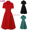 Elbise vintage 50s 60s kadın retro parti elbise düz renk kısa kollu audrey hepburn cüp