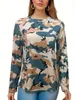 Women's T Shirts 2024 Spring Clothing Loose Round Neck Long Sleeve Camouflage Printed T-Shirt Top