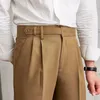 Mäns kostymer 2024 Spring and Autumn Cotton Straight Suit Pants Lose Trousers Business Solid casual skräddarsydd varumärke Z95