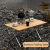 Mobília de acampamento ao ar livre mesa dobrável de bambu camping multifuncional portátil e fácil de armazenar jantar