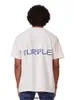 Meilleure qualité violet marque hommes décontracté pur coton à manches courtes col rond ample régulier bleu lettre blanc T-shirt