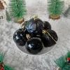 Decorazione per feste 12 pezzi Sfera di vetro nero opaco lucido Decorazioni natalizie Ornamenti pendenti Ciondolo decorativo per albero di Natale