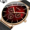 Lige New Fashion Mens Watches Top Brand Luxury Quartz Watch Men Mesh Steel Waterproof Ultra-Thin Wristwatch For Men Sport Clock 21254K