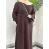 Ubranie etniczne Eid Ramadan Muzułmańskie kobiety Maxi Dress Pleted Abaya Dubai Turkey Kaftan Islamski Abayas Caftan Arabska Szata Suknia Jalabiya