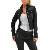 Women's Jackets New Wash Jeans Jacket Single Denim Jacket Blue Black Loose Ladies 240305