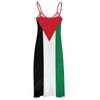 Casual Dresses Palestine Flag Print Sleeveless Long Dress Women's V-Neck Printed Swing Retro