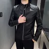 Trend Motorcycle Jacket Spring Mens Fashion Leather Slim Fit PU Male Antiwind Jackets Men Biker Coat 240229