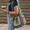 Bohemian Crochet Women Shoulder Bags Knitting Large Capacity Tote Bag Casual Lady Handbags Big Shopper Purses Summer Beach Bags 240221