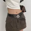 Cintos Harajuku Cinto de Cintura Adulto com Fivela Esculpida Liga Rebite Cintura PU para Mulheres Calças Universal Drop